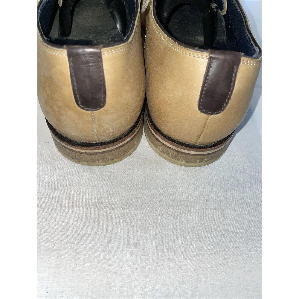 Johnston & Murphy Dress Shoes Mens Size 11 M Tan Leather Oxfords Round Toe Block